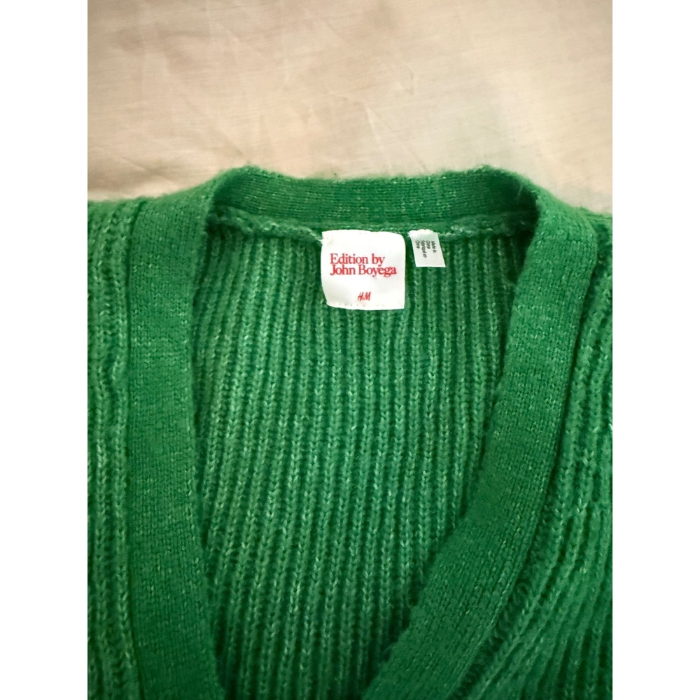 H&M Green Ribbed Button-Up Cardigan - Picture 3 of 7